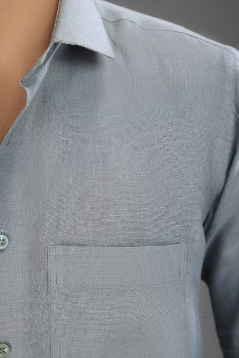 Greenish Grey Pure Linen Cord Set