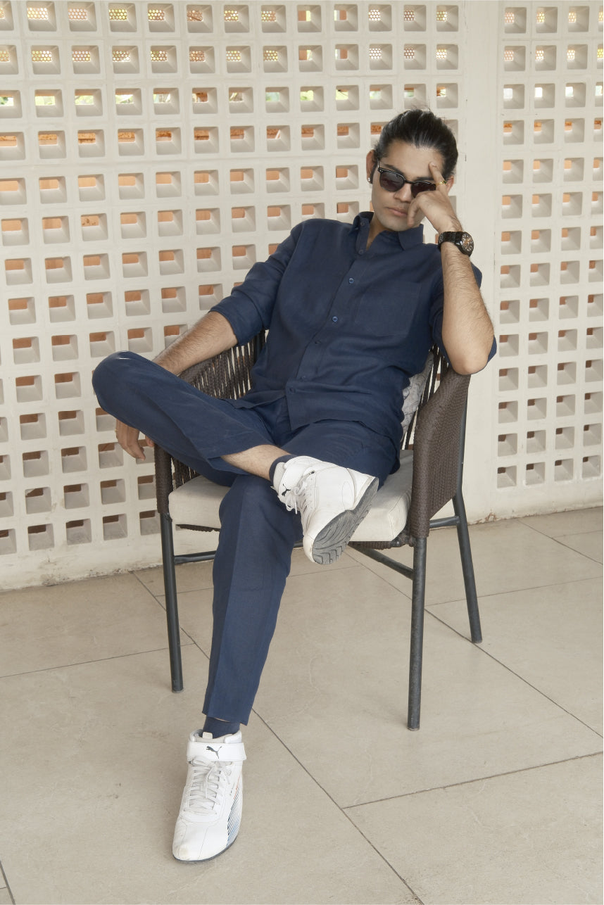 Navy Blue Linen Cord Set