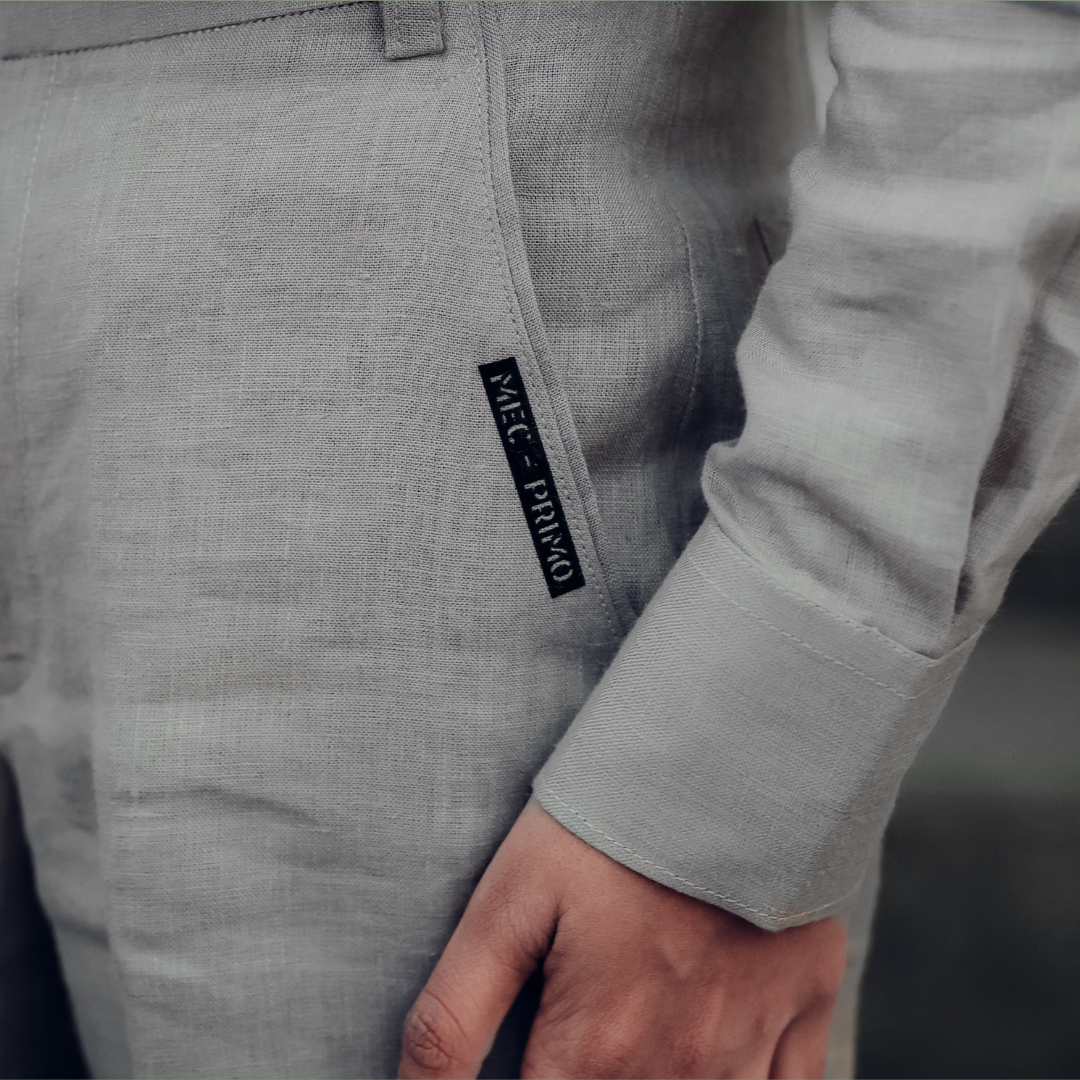 Grey - Pure Linen Cord Set - For Kids