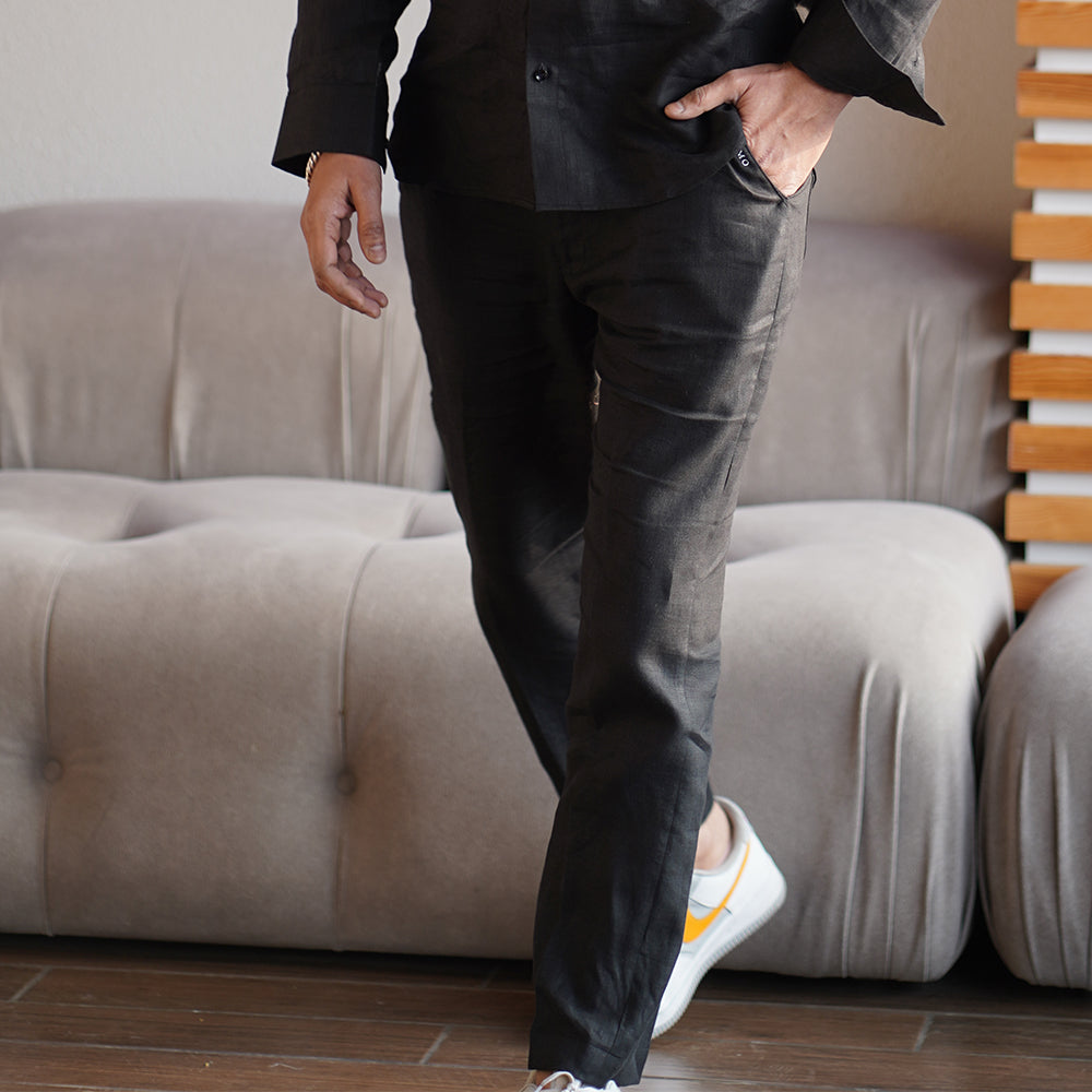 Linen Trouser β Classic Black