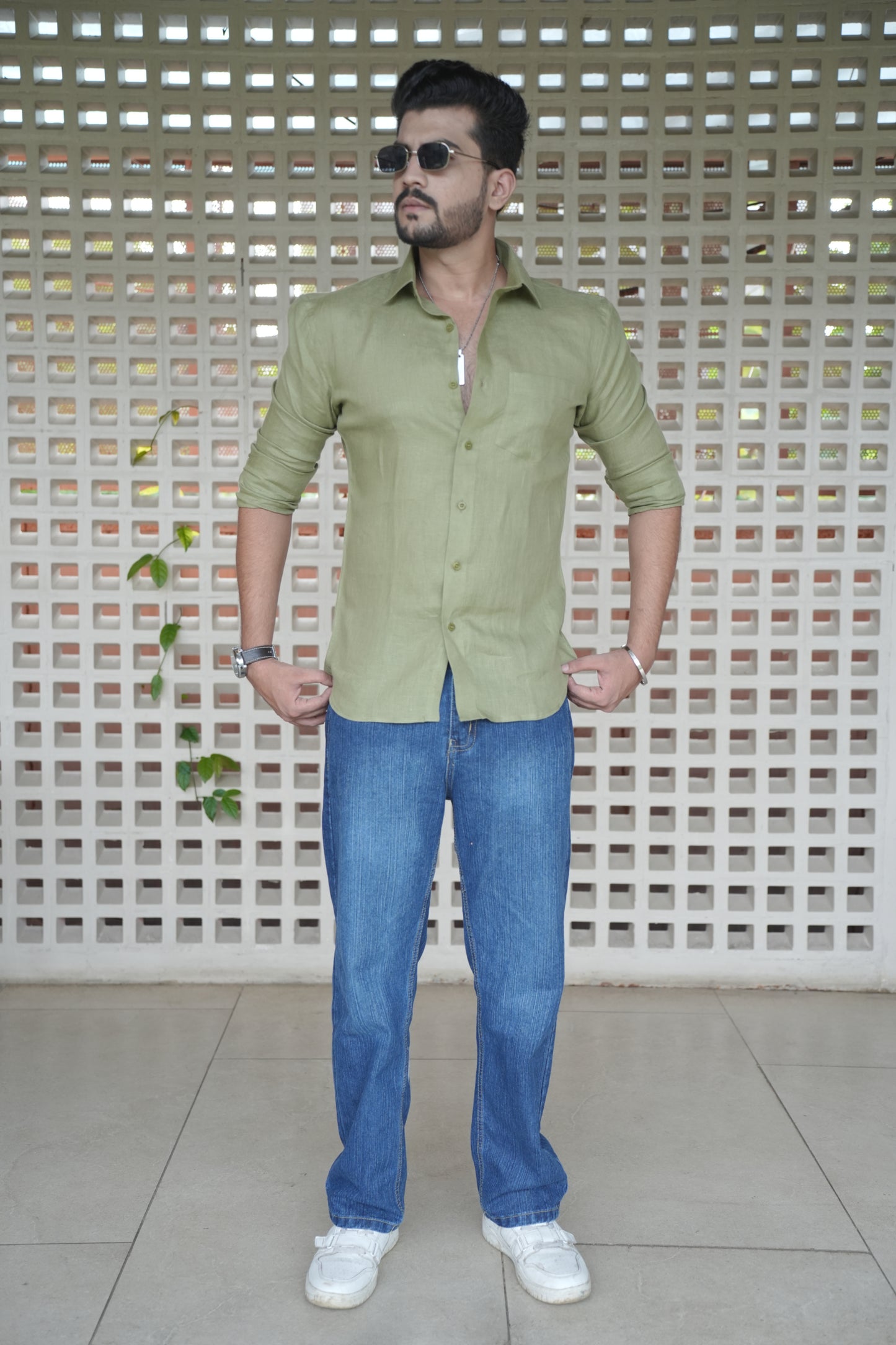 Mehandi Green Linen Shirt