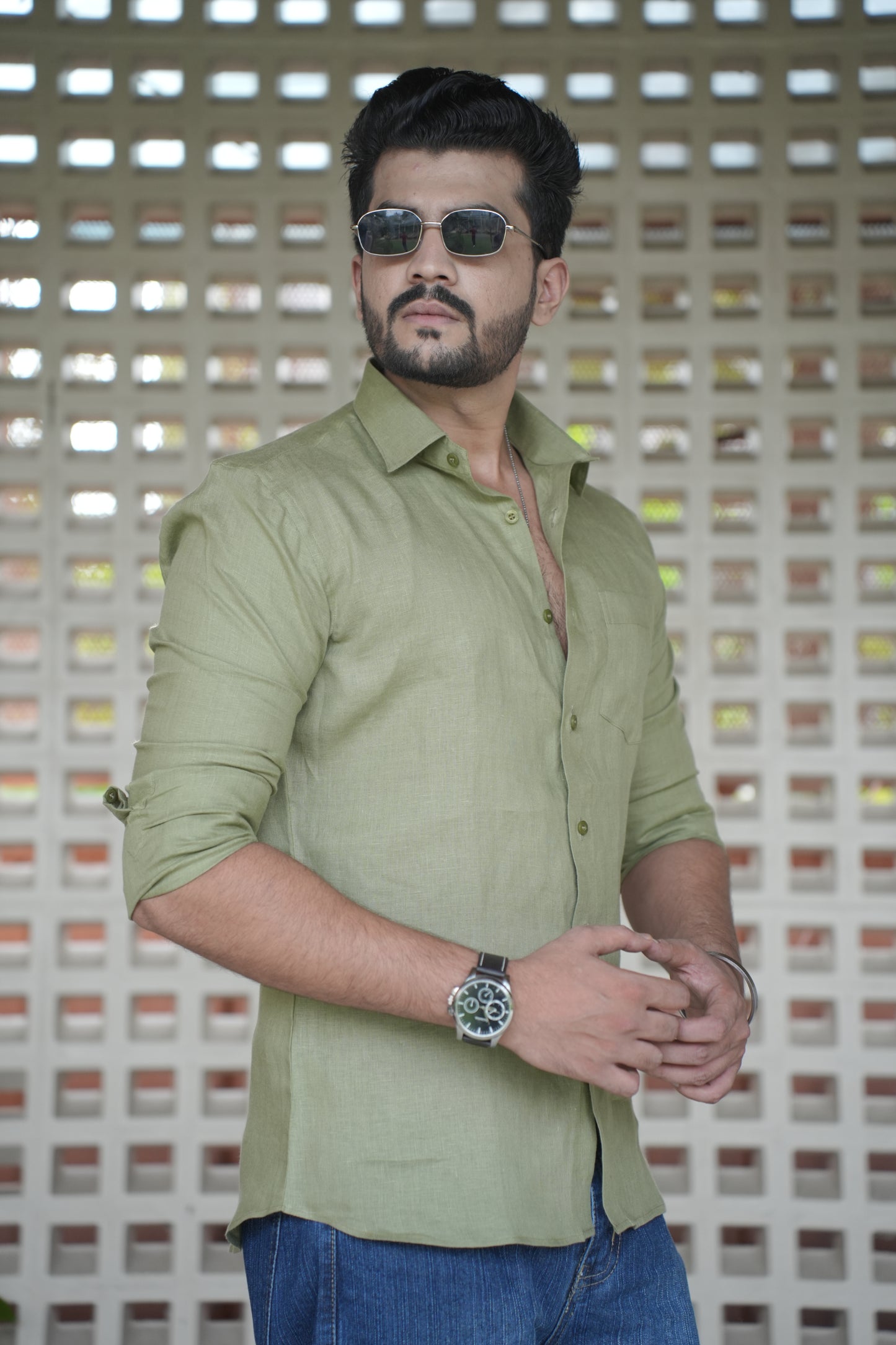 Mehandi Green Linen Shirt