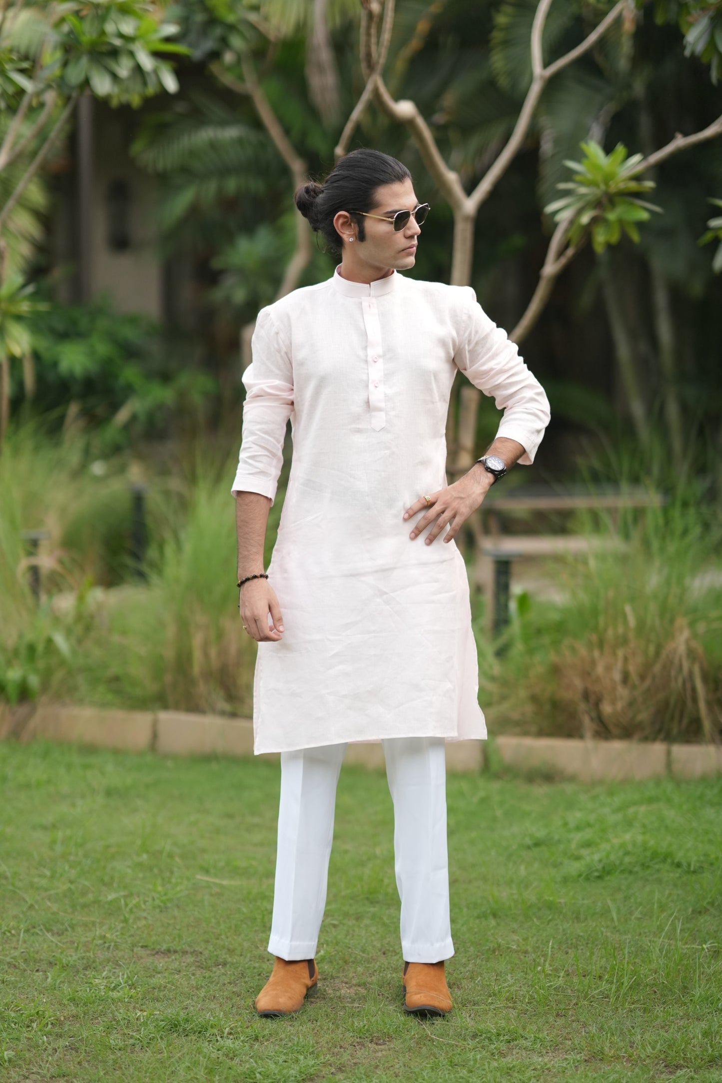 Baby Pink Long Traditional Kurta Pyjama Set