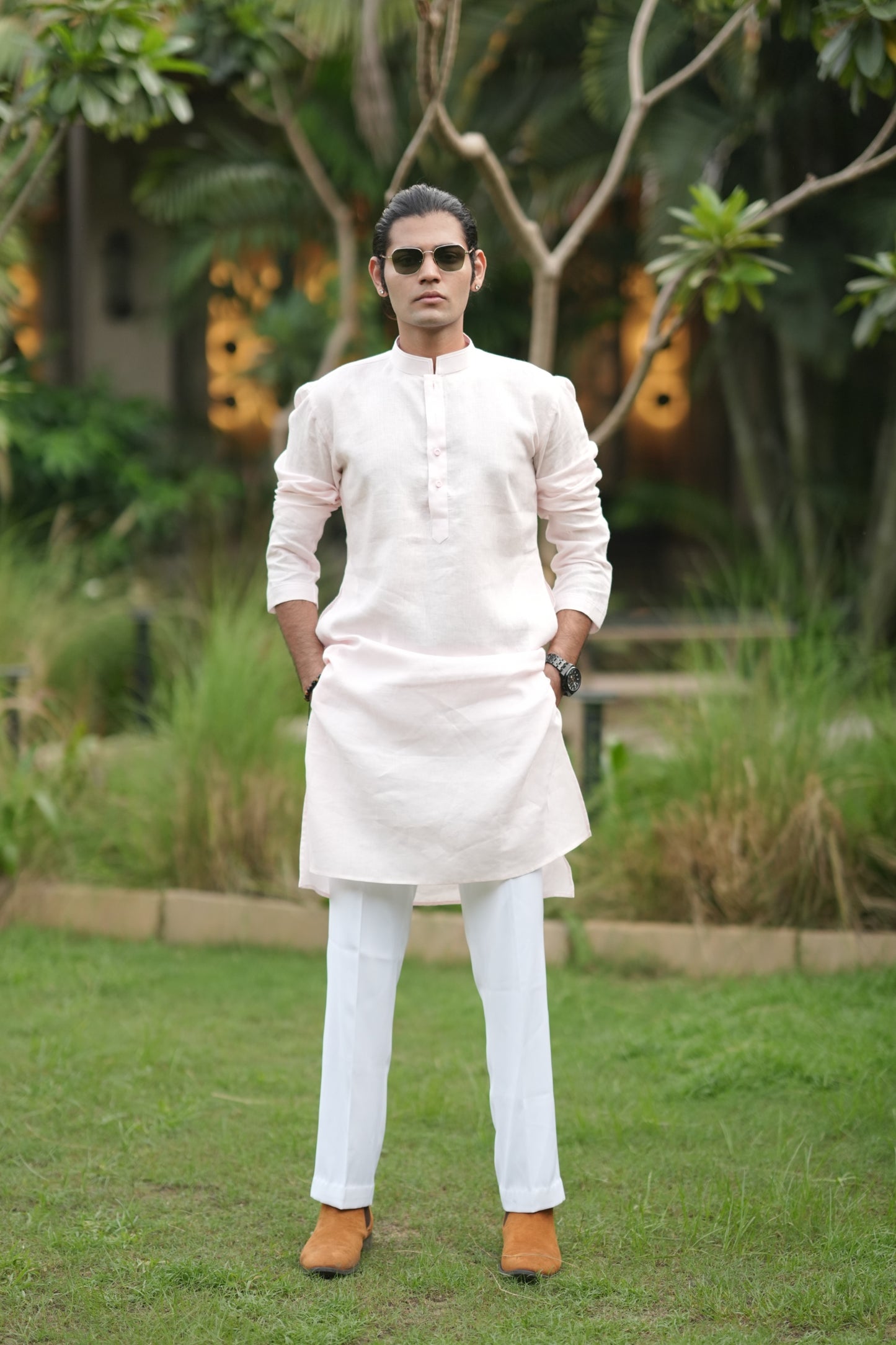 Baby Pink Long Traditional Kurta Pyjama Set