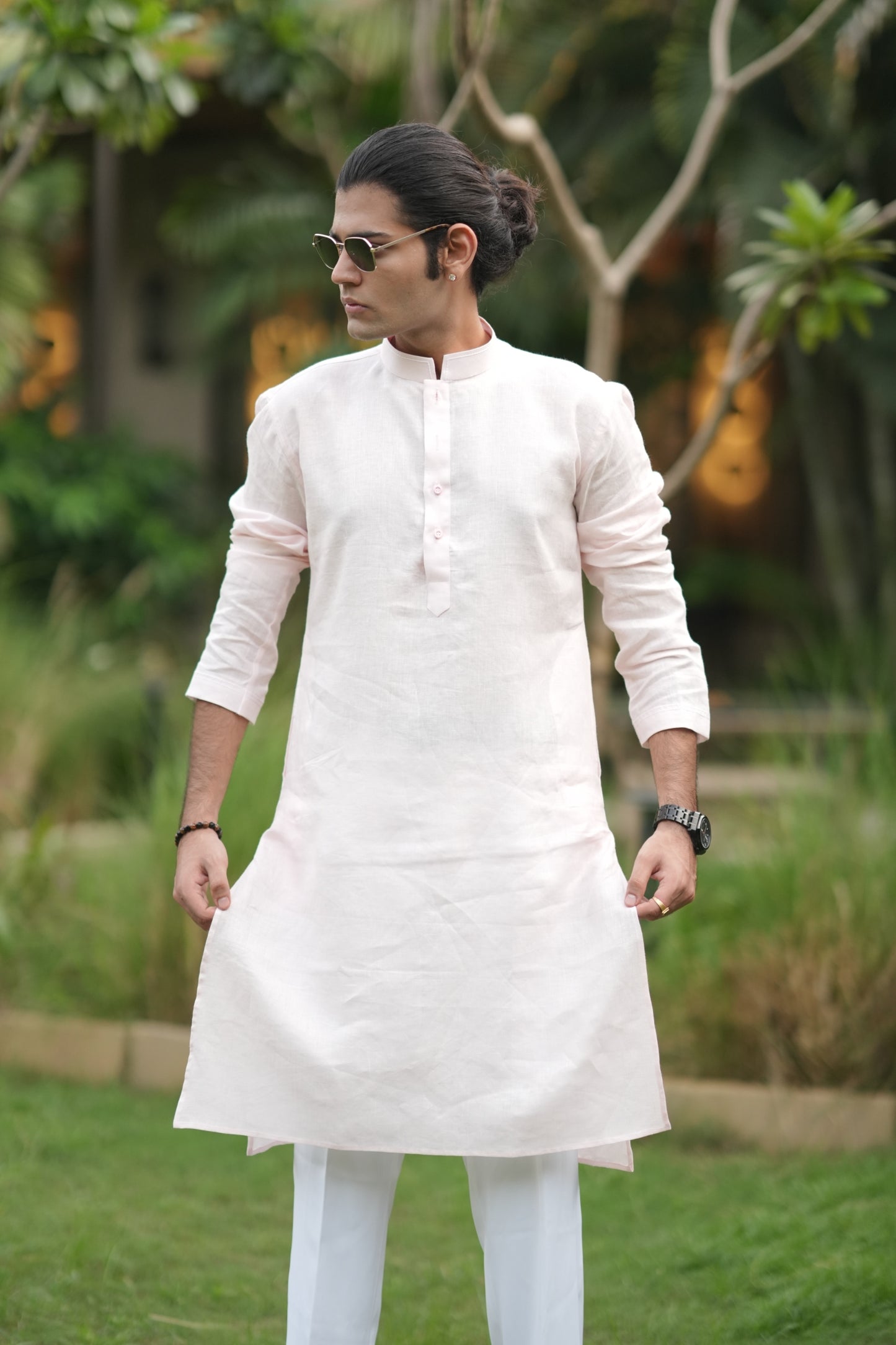 Baby Pink Long Traditional Kurta Pyjama Set