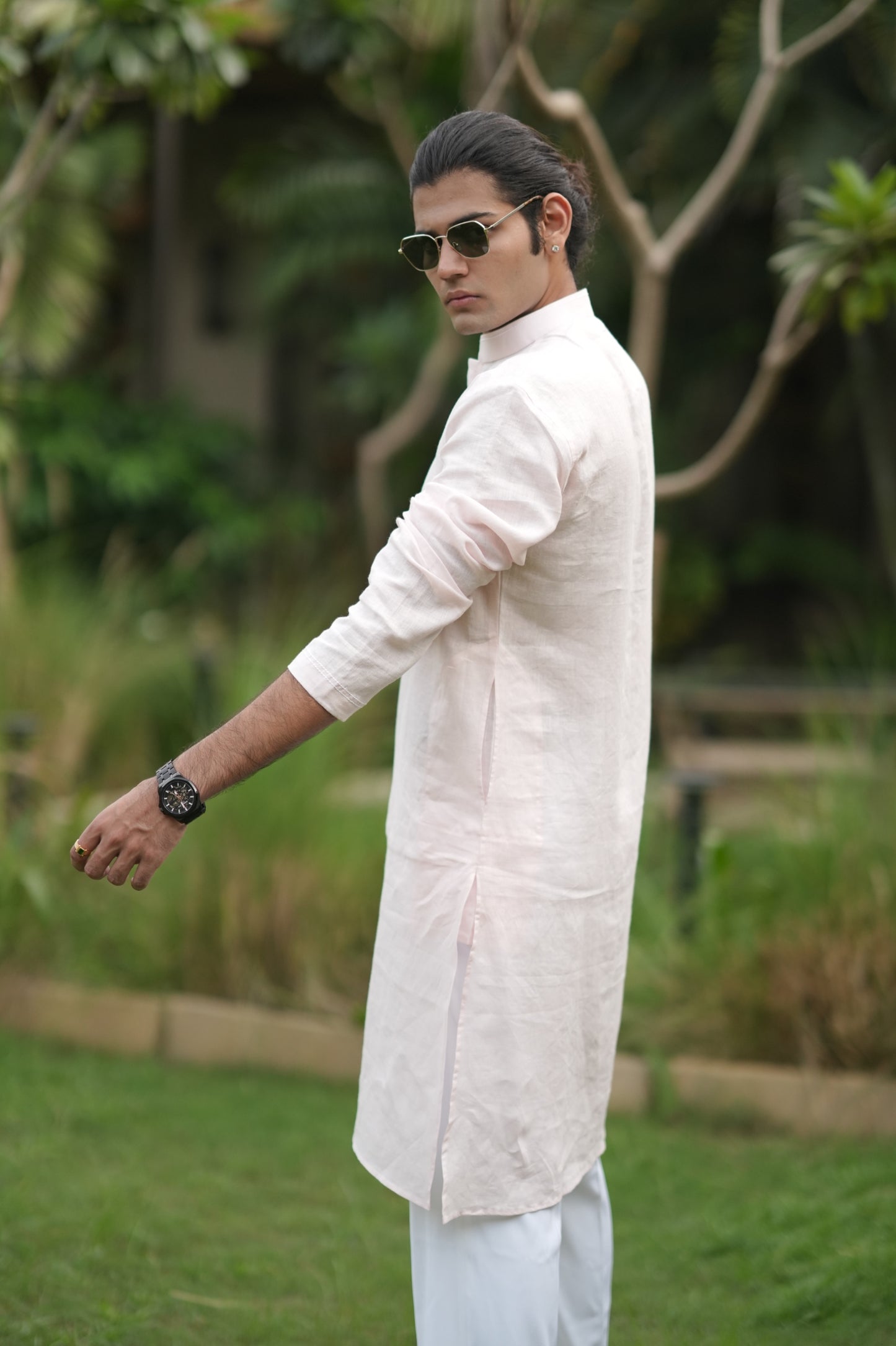 Baby Pink Long Traditional Kurta Pyjama Set