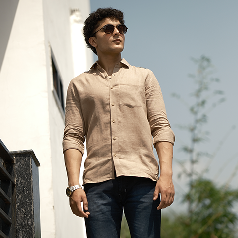 Linen Shirt – Beige Brown - Main Image
