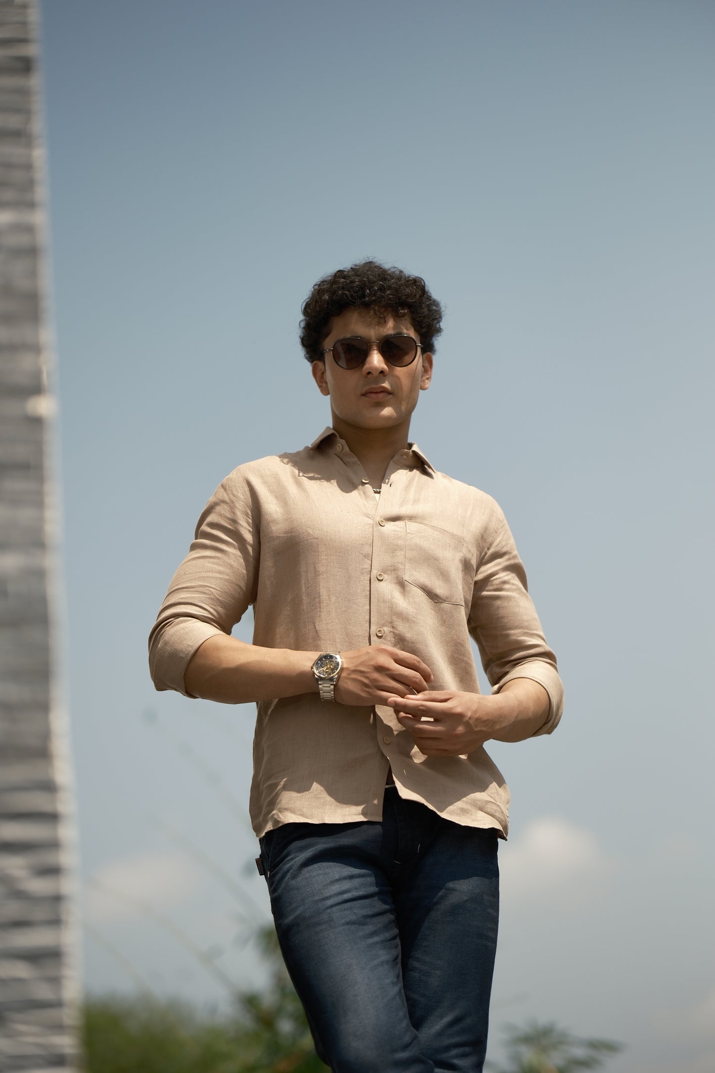 Linen Shirt – Beige Brown