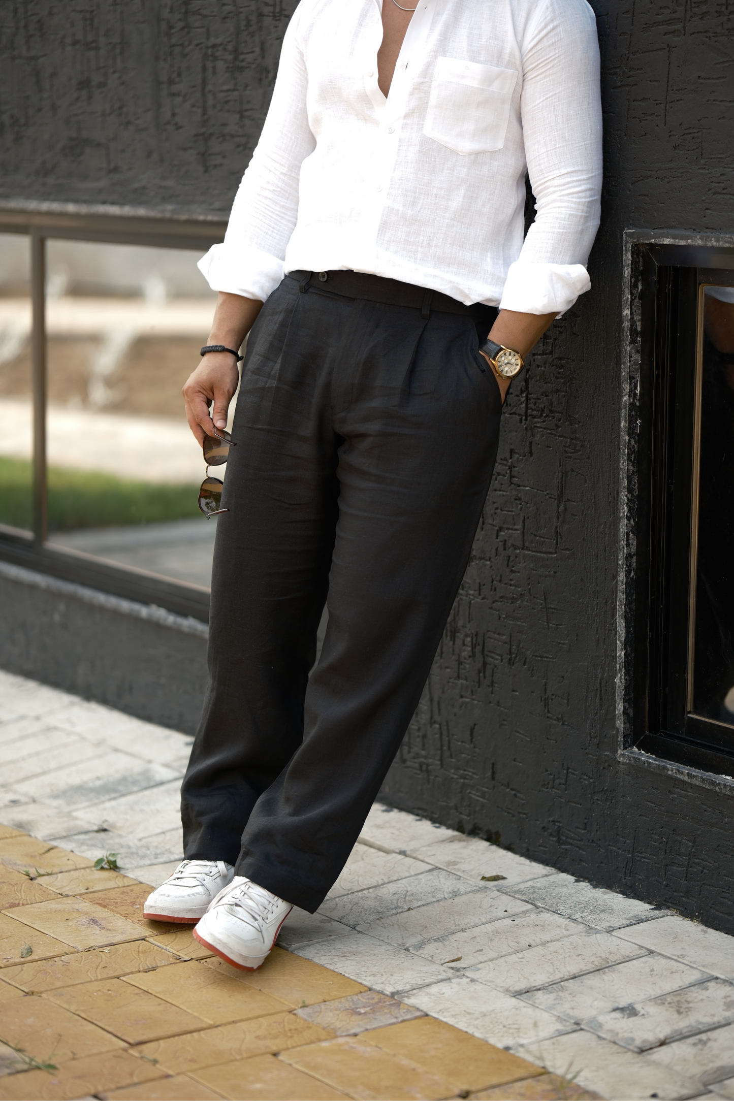 Black - Pure Linen Loose Pants