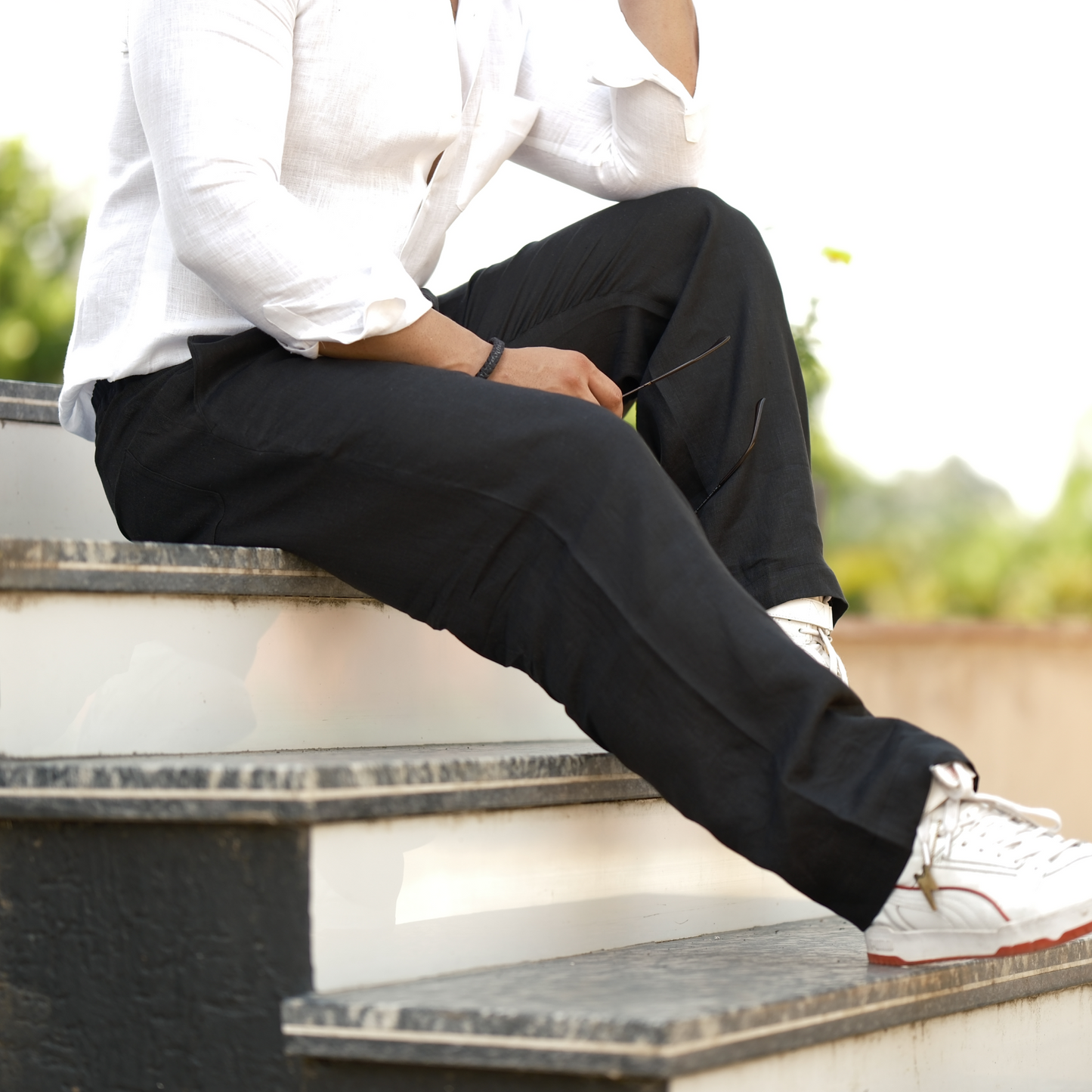 Black - Pure Linen Loose Pants