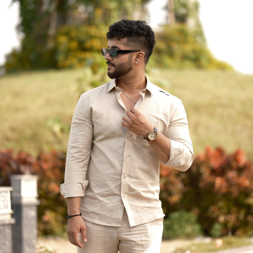 Natural - Cotton Linen Full Shirt