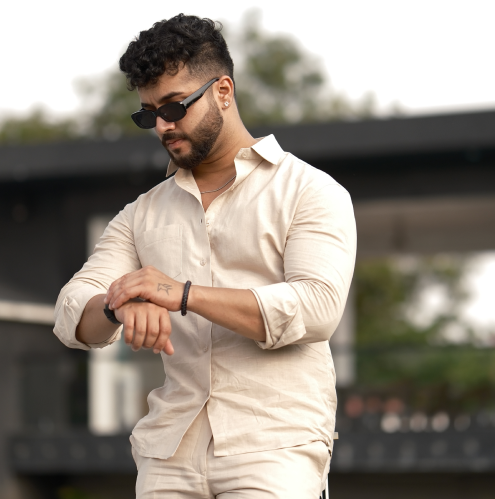 Cream - Cotton Linen Full Shirt
