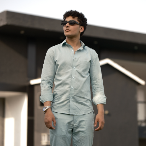 Dusty Blue - Cotton Linen Full Shirt