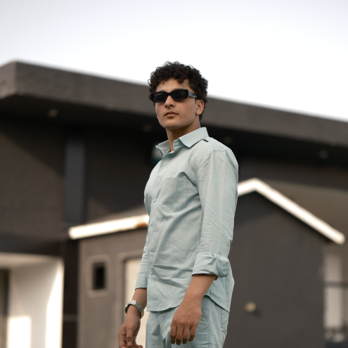 Dusty Blue - Cotton Linen Full Shirt