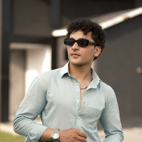 Dusty Blue - Cotton Linen Full Shirt