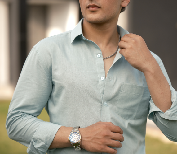 Dusty Blue - Cotton Linen Full Shirt