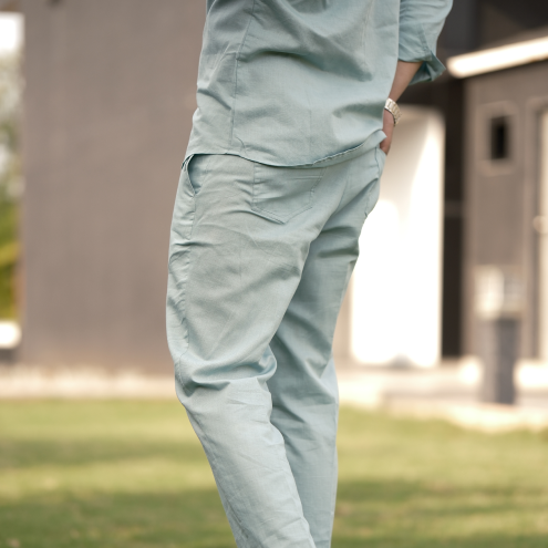 Dusty Blue - Cotton Linen Full Pant