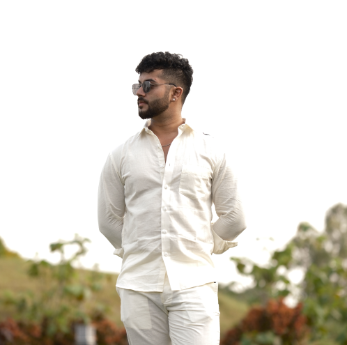 Cream - Cotton Linen Full Shirt