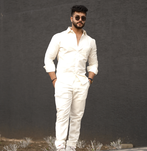Cream - Cotton Linen Full Pant