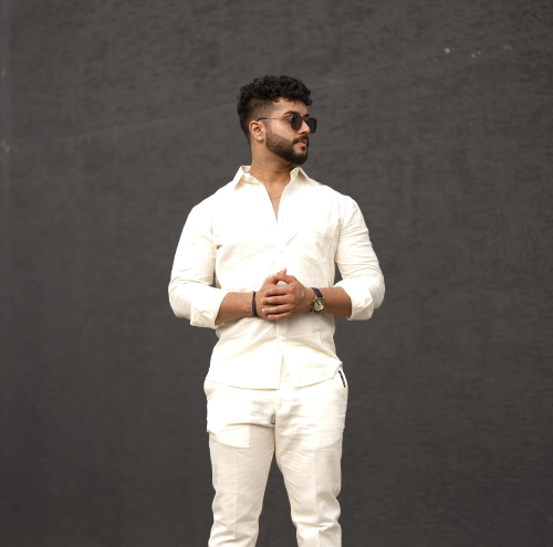 Cream - Cotton Linen Co-ord Set - Full Shirt Full Pant