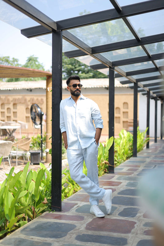mens white linen shirt