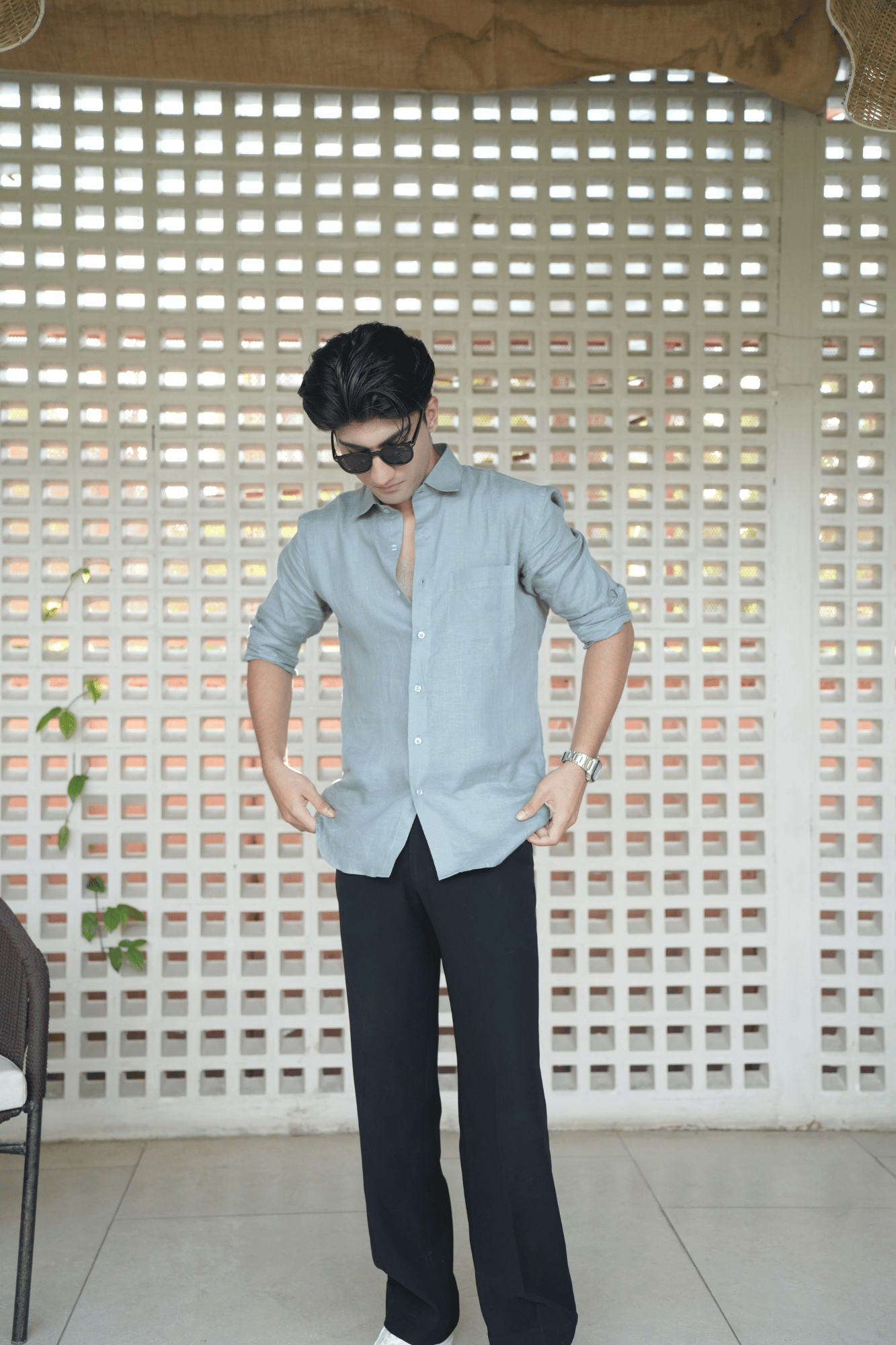 Greenish Grey Linen Shirt