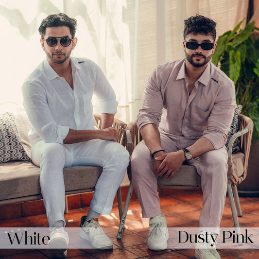 Stay Cool This Summer with Our Latest Linen Cordsets in White & Dusty Pink