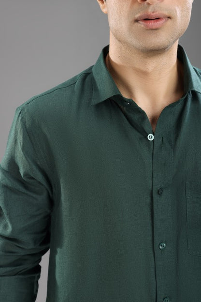 Bottle Green Pure Linen Cord Set