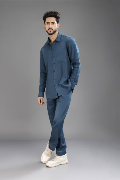 Teal Blue - Pure Linen Cord Set