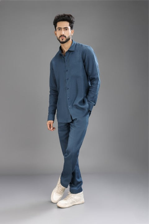 Teal Blue - Pure Linen Cord Set