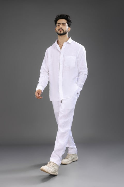 White - Pure Linen Cord Set