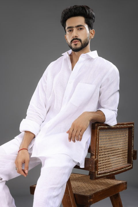 White - Pure Linen Cord Set