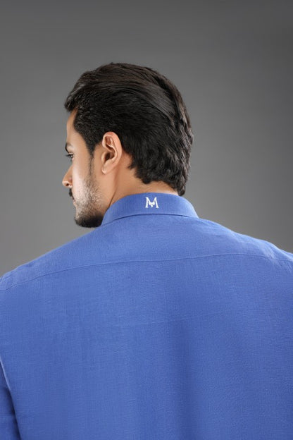 Royal blue pure linen cord set