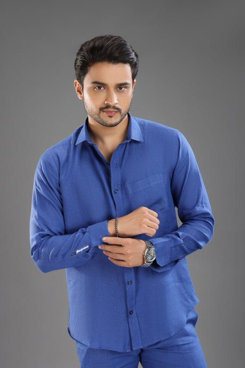 Royal blue pure linen cord set