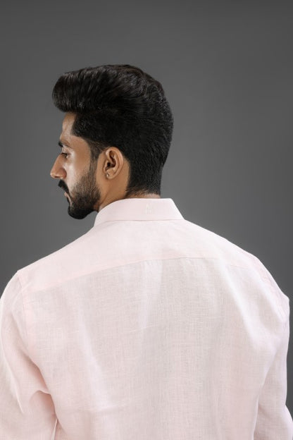 Baby Pink Shirt & Navy blue Loose Pant Combination