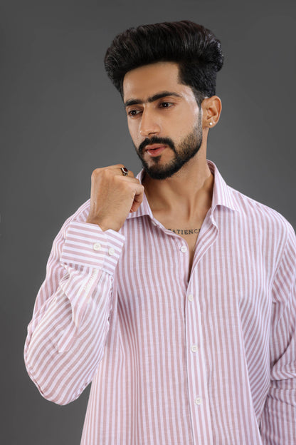 Dusty Pink and White Stripe Shirt