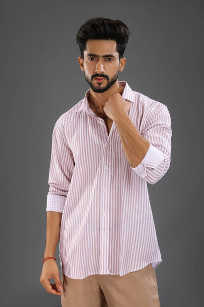Dusty Pink and White Stripe Shirt
