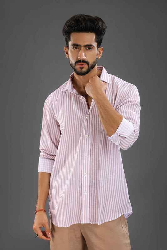 Dusty Pink and White Stripe Shirt