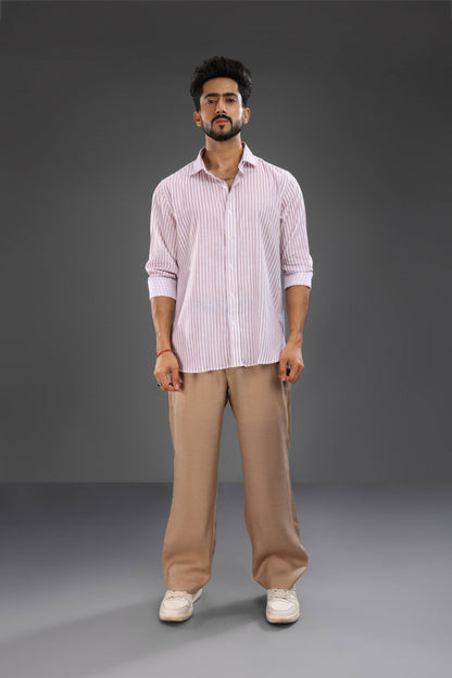 Dusty Pink and White Stripe Shirt