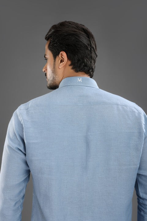 Denim Blue Pure Linen Cord Set