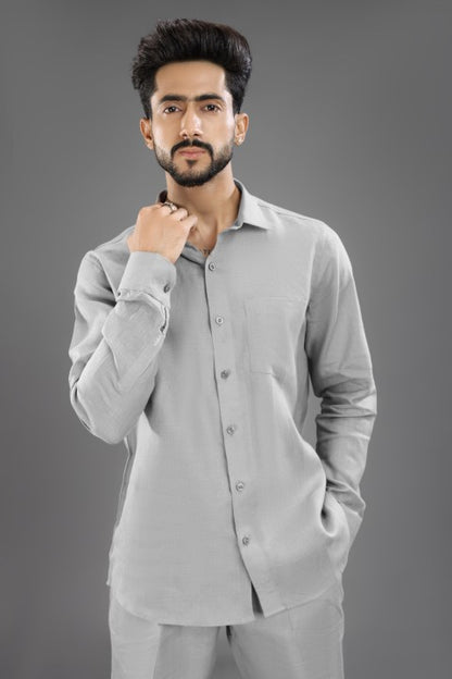 Grey - Pure Linen Cord Set