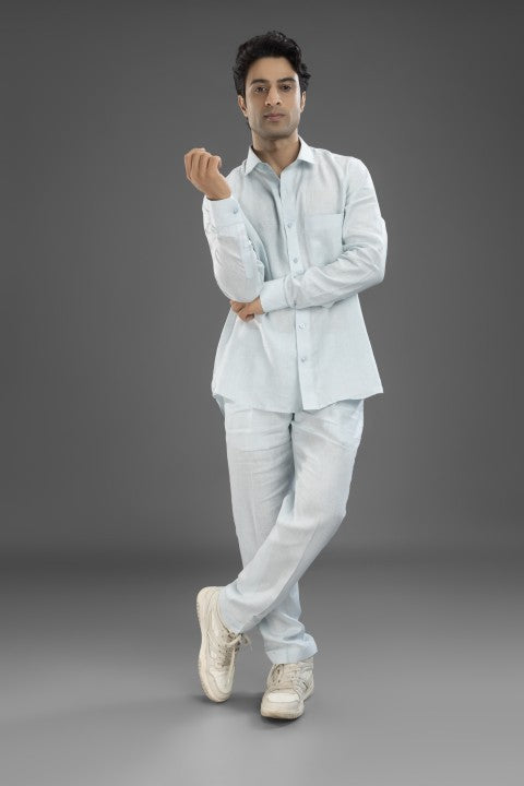 Sky Blue - Pure Linen Cord Set