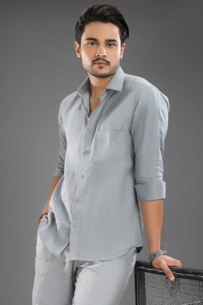 Greenish Grey Pure Linen Cord Set