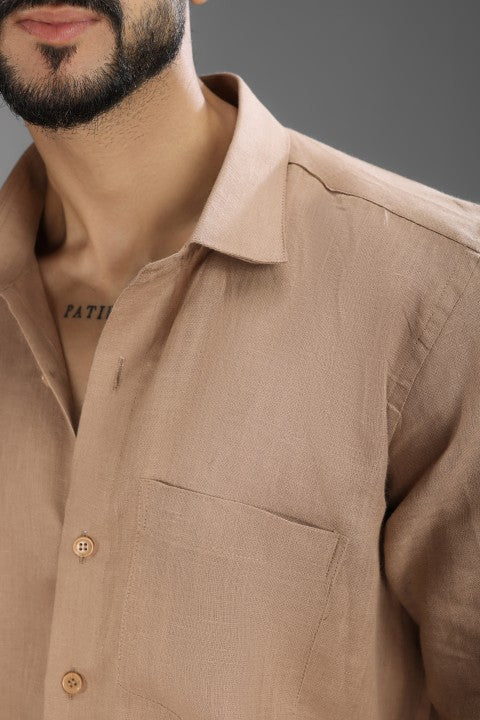 Beige Brown - Pure Linen Cord Set