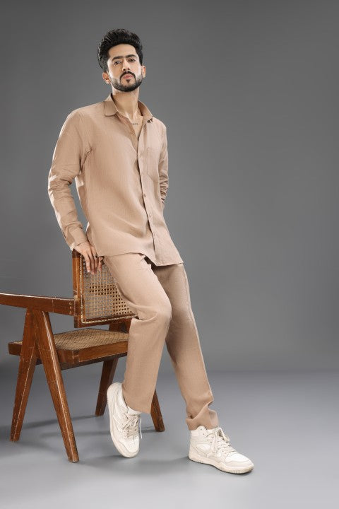 Beige Brown - Pure Linen Cord Set