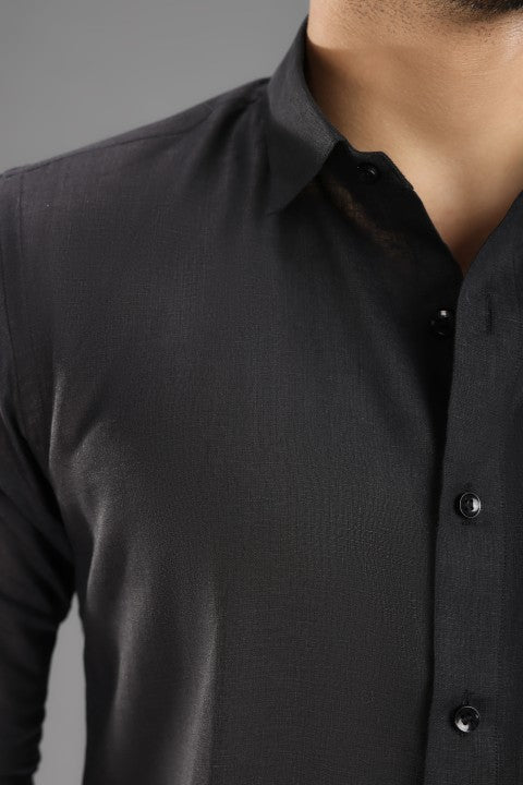 Classic Black- Pure Linen Cord Set