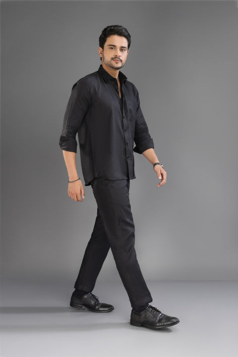 Classic Black- Pure Linen Cord Set