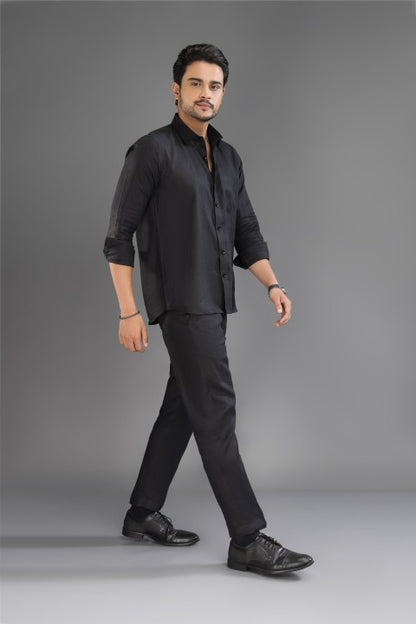 Classic Black- Pure Linen Cord Set