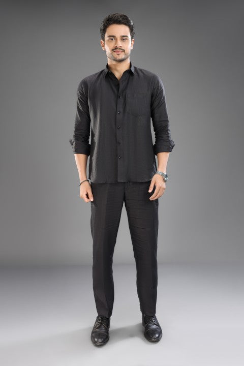 Classic Black- Pure Linen Cord Set