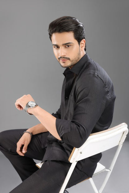 Classic Black- Pure Linen Cord Set